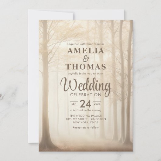 Enchanted Forest etherische bossen bruiloft Kaart (Voorkant)