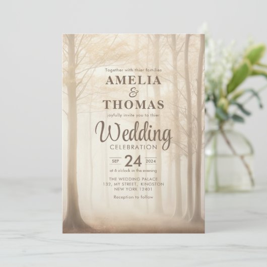 Enchanted Forest etherische bossen bruiloft Kaart (Staand voorkant)