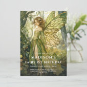 Enchanted Forest Fairy 1e verjaardag Kaart (Staand voorkant)