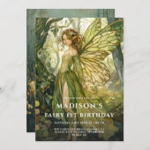 Enchanted Forest Fairy 1e verjaardag Kaart (Voorkant / Achterkant)