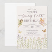 Enchanted Forest Fairy 1e verjaardag Uitnodiging (Voorkant / Achterkant)