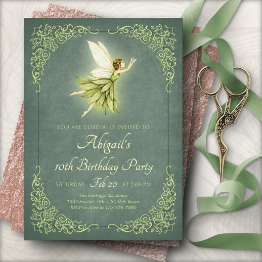 Enchanted Forest Fairy Birthday Invitation Kaart