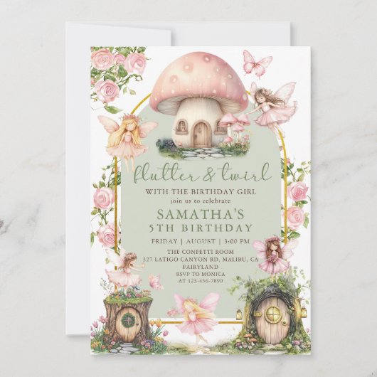 Enchanted Forest Fairy Birthday Invitation Kaart (Voorkant)