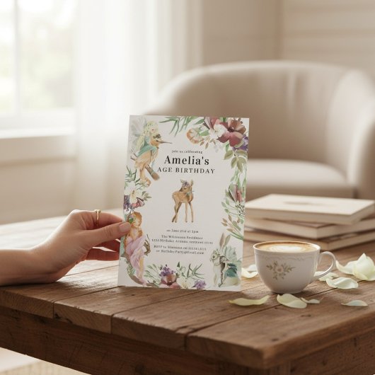 Enchanted Forest Fairy Birthday Party Invite Kaart