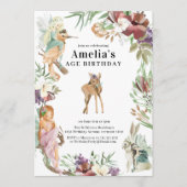 Enchanted Forest Fairy Birthday Party Invite Kaart (Voorkant)