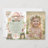 Enchanted Forest Fairy Birthday Photo Invitation Kaart (Voorkant)