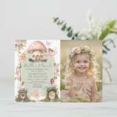 Enchanted Forest Fairy Birthday Photo Invitation Kaart (Staand voorkant)