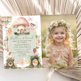 Enchanted Forest Fairy Birthday Photo Invitation Kaart