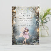 Enchanted Forest Fairy Eerste Meisje 1e Verjaardag Kaart (Staand voorkant)