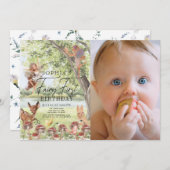 Enchanted Forest Fairy Eerste Verjaardag Foto Kaart (Voorkant / Achterkant)
