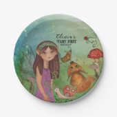 Enchanted Forest Fairy Eerste Verjaardag Papier Bo Papieren Bordje (Voorkant)