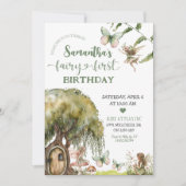 Enchanted Forest Fairy Eerste Verjaardag Uitnodigi Kaart (Voorkant)