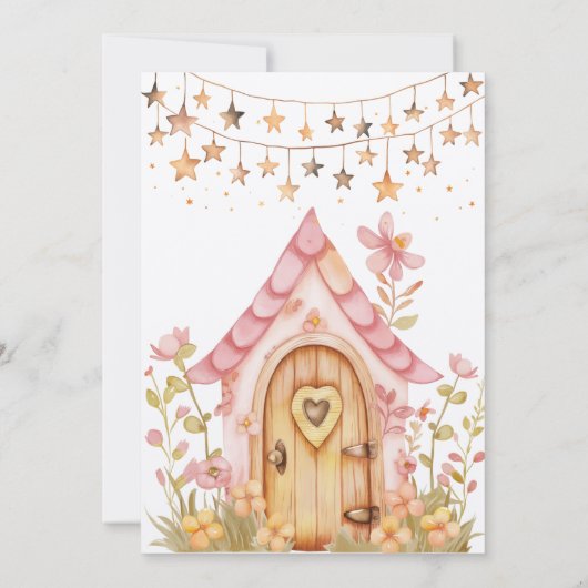 Enchanted Forest Fairy Eerste Verjaardag Uitnodigi Kaart (Achterkant)