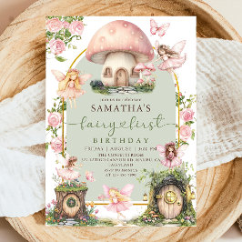 Enchanted Forest Fairy First Birthday Invitation Kaart