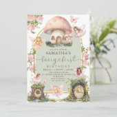 Enchanted Forest Fairy First Birthday Invitation Kaart (Staand voorkant)