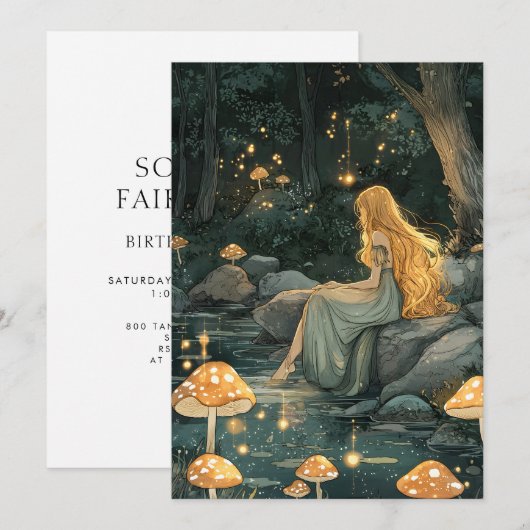 Enchanted Forest Fairy First Birthday  Kaart (Voorkant / Achterkant)