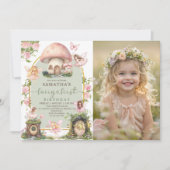Enchanted Forest Fairy First Birthday Photo Kaart (Voorkant)