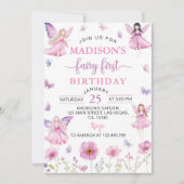 Enchanted Forest Fairy First Floral Birthday Kaart (Voorkant)