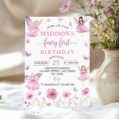 Enchanted Forest Fairy First Floral Birthday Kaart