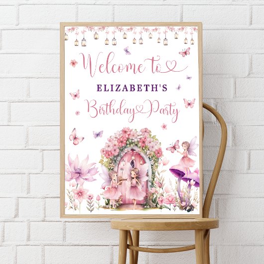 Enchanted Forest Fairy Floral Meisje Welkom Poster