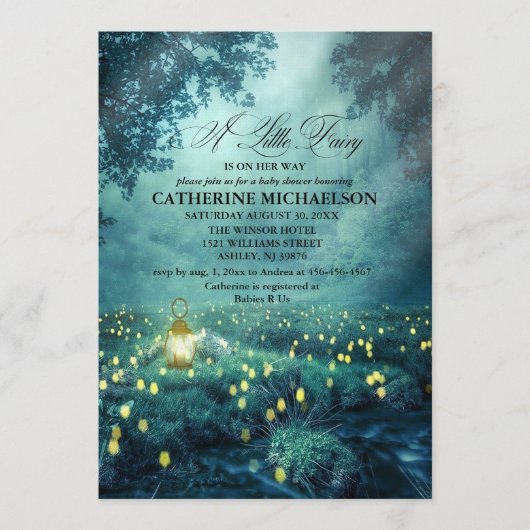 Enchanted Forest Fairy Girl Baby Shower Invitation Kaart (Voorkant)