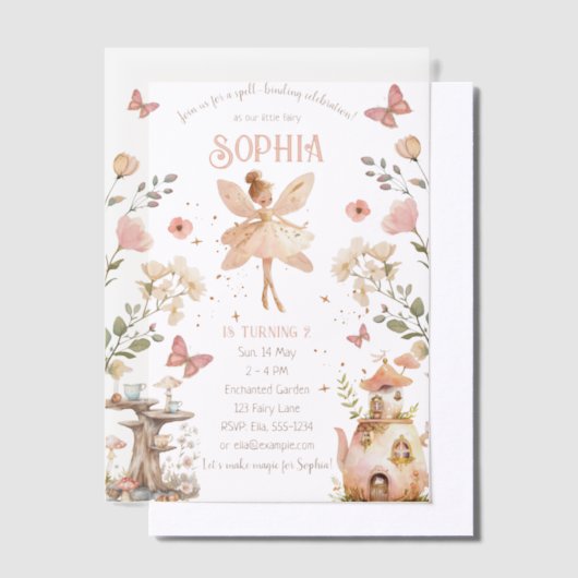 Enchanted Forest Fairy Girl Verjaardag Vellum Uitnodigingen (Offset)