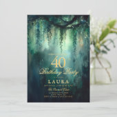 Enchanted Forest Fairy Gold Greenery 40th Birthday Kaart (Staand voorkant)
