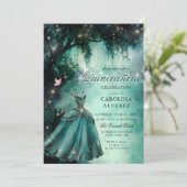 Enchanted Forest Fairy Lights Princess Quinceanera Kaart (Staand voorkant)