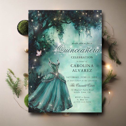Enchanted Forest Fairy Lights Princess Quinceanera Kaart