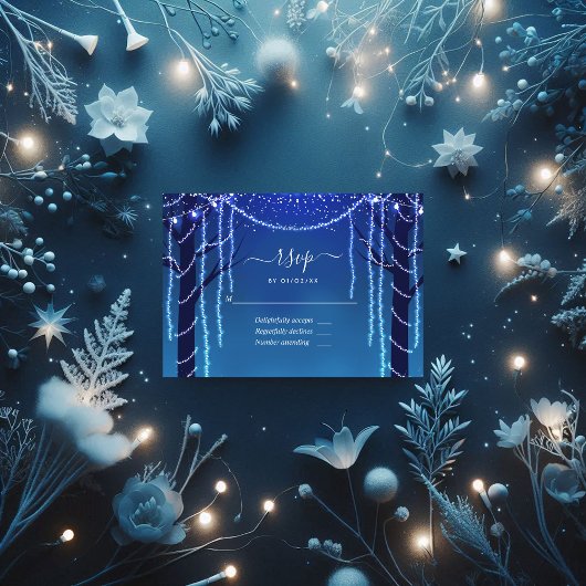 Enchanted Forest Fairy Lights Trouwfoto RSVP Kaartje