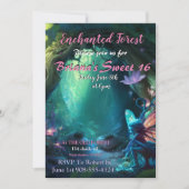 Enchanted Forest Fairy Sweet 16 Invitation Kaart (Voorkant)
