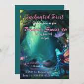 Enchanted Forest Fairy Sweet 16 Invitation Kaart (Voorkant / Achterkant)