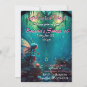 Enchanted Forest Fairy Sweet 16 Invitation Kaart (Voorkant)