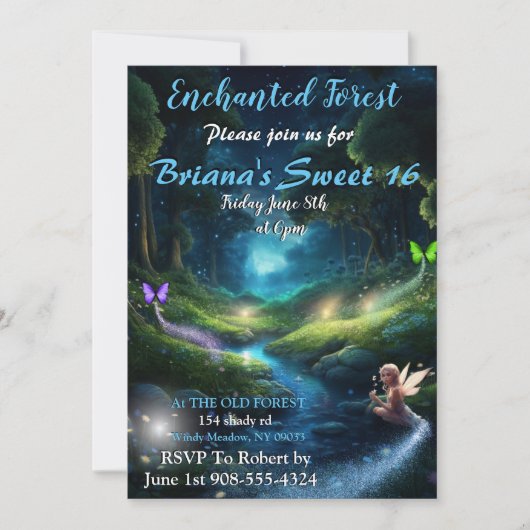 Enchanted Forest Fairy Sweet 16 uitnodigingen (Voorkant)