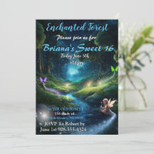 Enchanted Forest Fairy Sweet 16 uitnodigingen