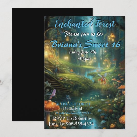 Enchanted Forest Fairy Sweet 16 uitnodigingen (Voorkant / Achterkant)