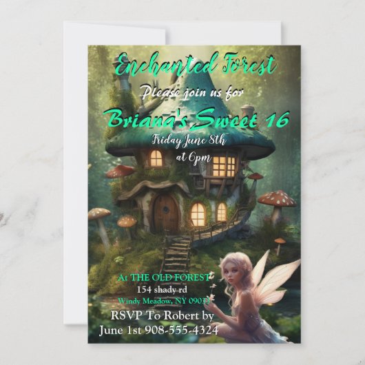 Enchanted Forest Fairy Sweet 16 uitnodigingen (Voorkant)