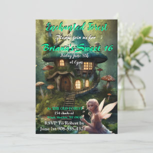 Enchanted Forest Fairy Sweet 16 uitnodigingen