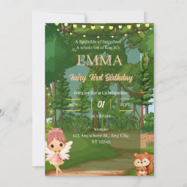 Enchanted Forest Fairy verjaardagsuitnodiging Kaart