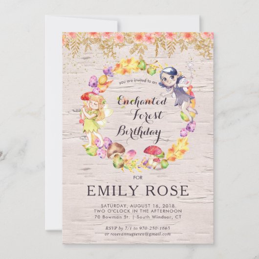 Enchanted Forest Fairy verjaardagsuitnodiging Kaart (Voorkant)