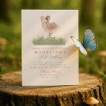 Enchanted Forest Fairy, verjaardagsuitnodiging Kaart<br><div class="desc">Vier de eerste verjaardag van je kleintje met deze betoverende uitnodiging met een sprookjesachtig thema, met een waterverf van een enkele fee die op een paddenstoel zit. Zachte pasteltinten en een magische bosrijke sfeer maken dit de perfecte uitnodiging voor het grillige 1e verjaardagsfeest van een meisje. Volledig aanpasbare tekst -...</div>