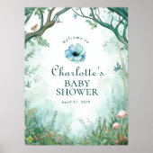 Enchanted Forest Fairytale Forest Baby Shower Sign Poster (Voorkant)