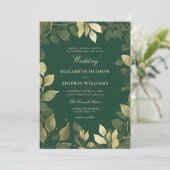 Enchanted Forest Faux Gold Foliage Elegante bruilo Kaart (Staand voorkant)