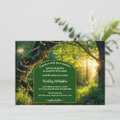 Enchanted Forest feestelijke huwelijksuitnodiging Kaart (Staand voorkant)