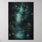 Enchanted Forest Fireflies Art Printable Magical Poster (Voorkant)