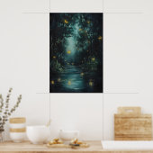 Enchanted Forest Fireflies Art Printable Magical Poster (Keuken)