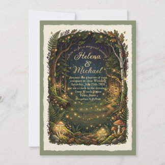Enchanted Forest Firefly Wedding Invitation Kaart