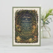 Enchanted Forest Firefly Wedding Invitation Kaart (Staand voorkant)