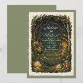Enchanted Forest Firefly Wedding Invitation Kaart (Voorkant / Achterkant)