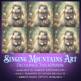 Enchanted Forest Floral Fantasy Konijn Decoupage Tissuepapier